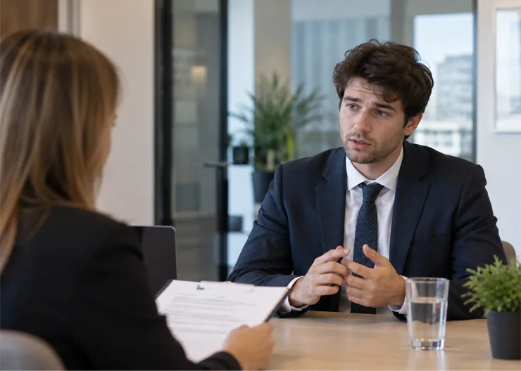 Adult discussing stuttering during a job interview